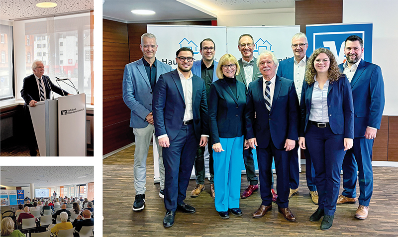 Die Organisatoren und Referenten der 8. Immobilienmesse in Lahnstein (v.l.): Lukas Klein (Fa. Fenster-Klein), Baufi-Berater Semih Okutucu, Johannes Müller, Ingrid Müller-Trinn, Volksbank-Prokurist Günter Groß, Vorsitzender Rudi Keßler (Haus & Grund Rhein-Lahn), RA Lothar Breitenbach, Rechtsanwältin Anna Höfling und Sebastian Dreck (R+V Versicherung).